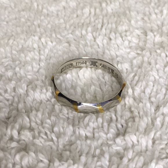 Celine Platinum and Yellow Gold Band Ring (size 7.25) - Picture 5 of 7